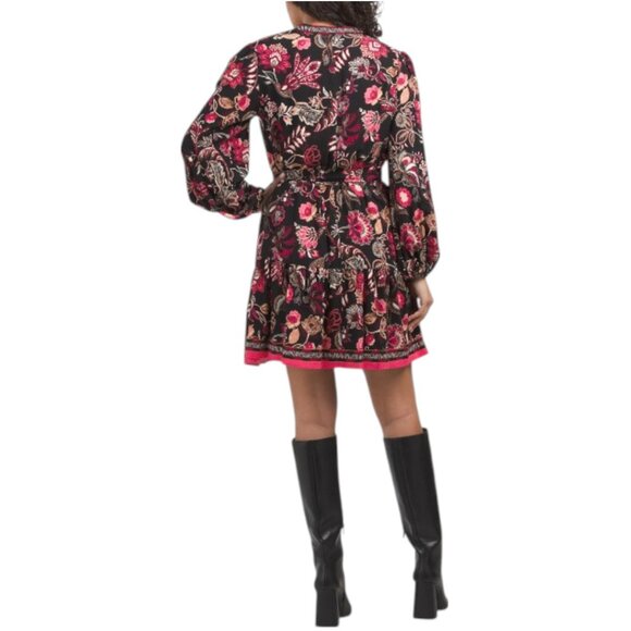 ADRIANNA PAPELL Blouson Sleeve Floral Mini Dress - Picture 3 of 4